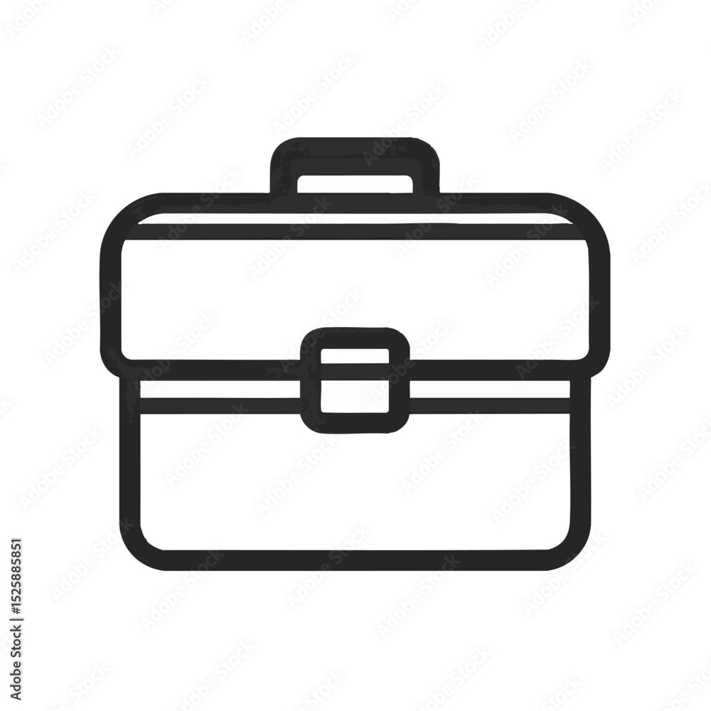 Poster a simple line drawing of a briefcase with a handle and closure