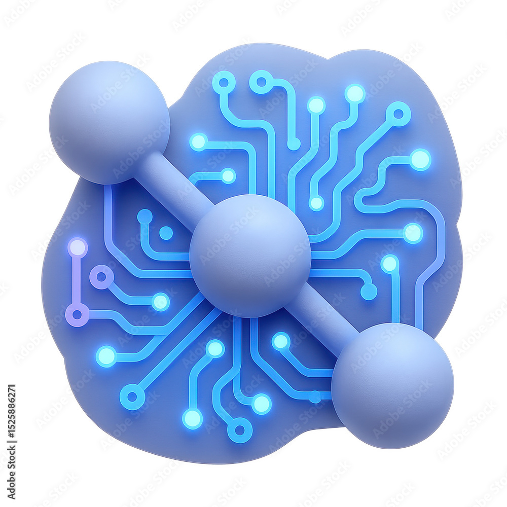 Poster digital brain: an artistic depiction of a digital brain with glowing circuits, highlighting the intr