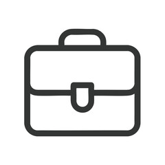 Gray lined briefcase icon with rounded corners