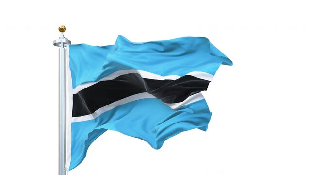 Botswana flag waving looping with transparent background. Ready to use drag and drop immediately.