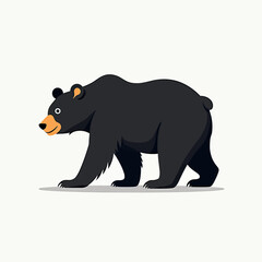 Fototapeta premium A simple flat design illustration of a black bear walking, a clean and modern vector character perfect for national park logos, wildlife conservation, or outdoor brands. 