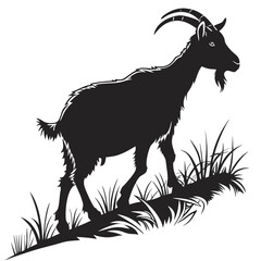 silhouette goat on white background