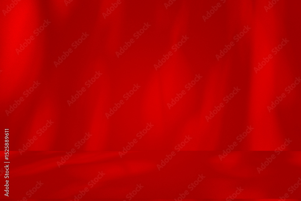 Poster Wall interior background, studio and backdrops show products.with shadow from window color Red background for text insertion and presentation product	