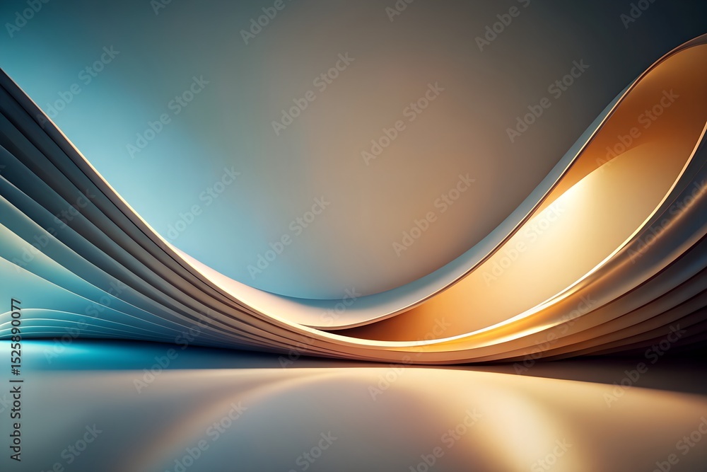 Canvas Prints abstract golden and teal wave design with fluid modern gradient in elegant digital art style