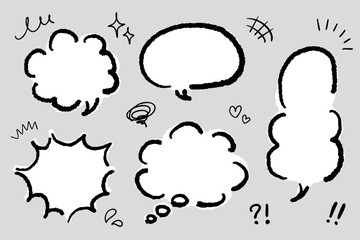 手書き吹き出しと漫符あしらいセット pop広告用