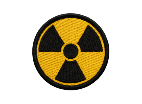 Radioactive Warning Patch Isolated on a White Surface Close-Up