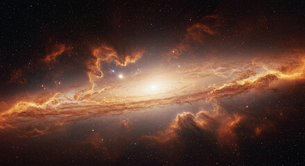Spectacular view of a distant galaxy with stars and nebulae in the universe