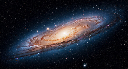 Spectacular Image of a Spiral Galaxy in Space Surrounded by Stars and Nebulae