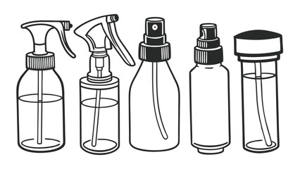 Cosmetic Bottle Spray Cap Mockup Set   White Dropper, Pump, Atomizer, and Dispenser Nozzles for Lotion and Shampoo