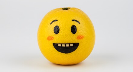 Fototapeta premium Cute Orange with a Hand-Drawn Smiley Face Vibrant Fruit Illustration
