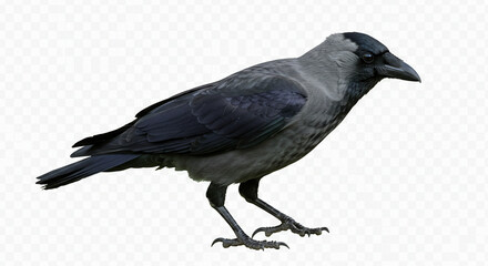 Realistic image of a crow standing on a white background isolated crow bird