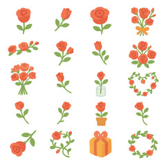 장미 꽃 일러스트 세트 그림