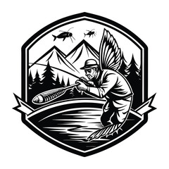 Laser Engrave Files Fly Fisherman Scene svg