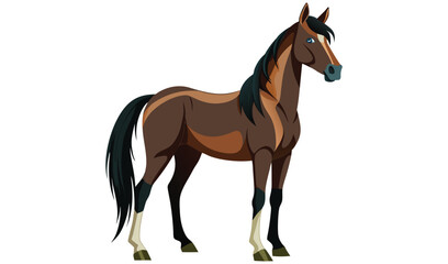 Obraz premium Brown horse with black mane and tail illustration