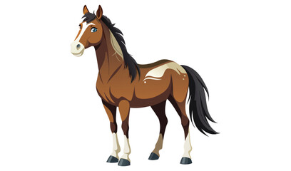 Obraz premium Brown horse with white markings cartoon illustration