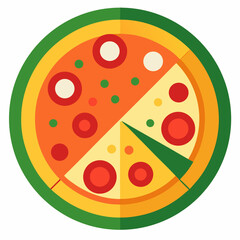 pizza with salami and tomato