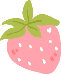 Cute Pink Strawberry Clipart Illustration