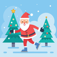 santa-ice-skating-around-a-christmas-tree-in-winter