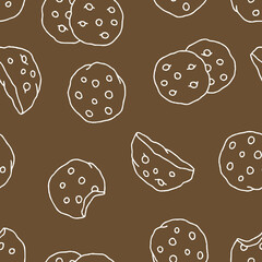 Outline Vector Cookies Pattern Repeat Seamless for Wallpaper Background Cover Packaging