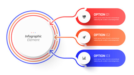 Business Central Circle Infographic with 3 Circles Option and Icon, Suitable for Presentations, Process Diagram, Workflow