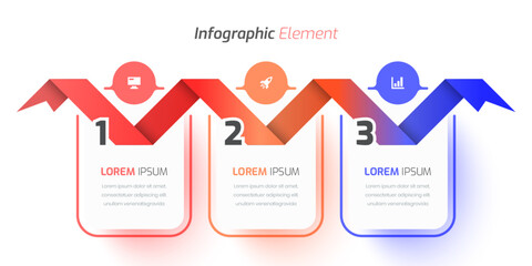 Business Infographic with Abstract Design, Icon and 3 Number. Suitable for Process Diagram, Presentations, Workflow Layout, Banner, Flow Chart, Infographic