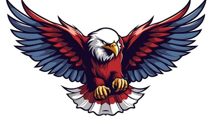 Patriotic eagle vector illustration american bald eagle soaring with red white and blue wings design