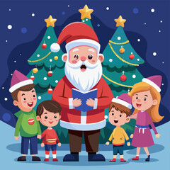 santa-singing-carols-next-to-a-christmas-tree