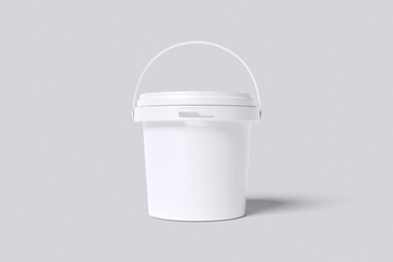 White ice cream bucket or food and drink bucket with grey background color for mockup template