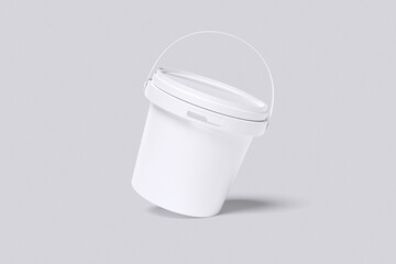 White ice cream bucket or food and drink bucket with grey background color for mockup template