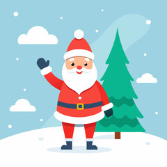 santa-waving-near-a-snow-covered-christmas-tree