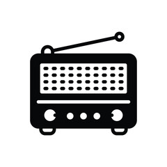Black solid icon for radio