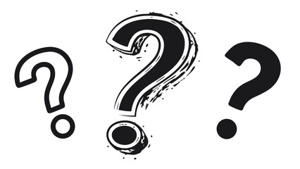 Modern Grunge Question Mark Illustration with Q&A Icon on White Background


