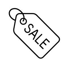 Outline vector sale tag icon in minimal black line style
