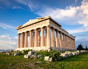 Fototapeta premium Ancient Greek temple under a vibrant sky