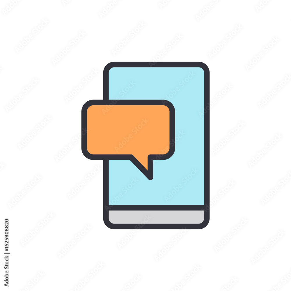 Aufkleber stylized mobile phone icon with message notification on transparent canvas