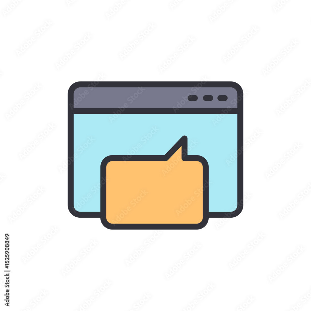 Poster digital communication concept represented by a chat bubble within a browser