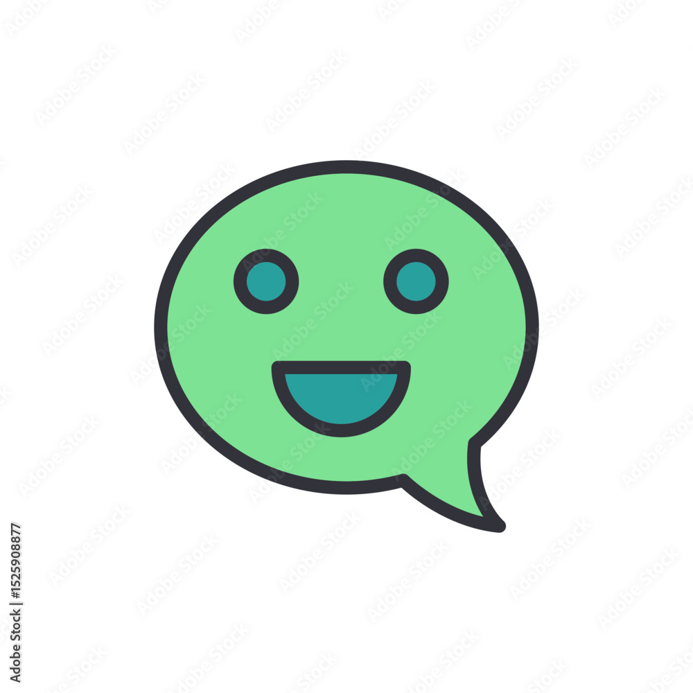 Poster cheerful expression in a green speech bubble with a smiling face