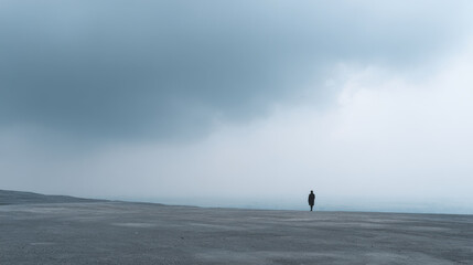 minimalist photograph of open pit mine in china under dramatic storm clouds