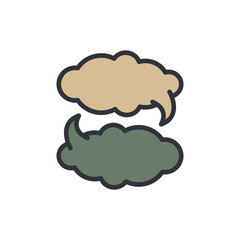 Two Cloud Shaped Speech Bubbles For Conversation Graphic Illustration
