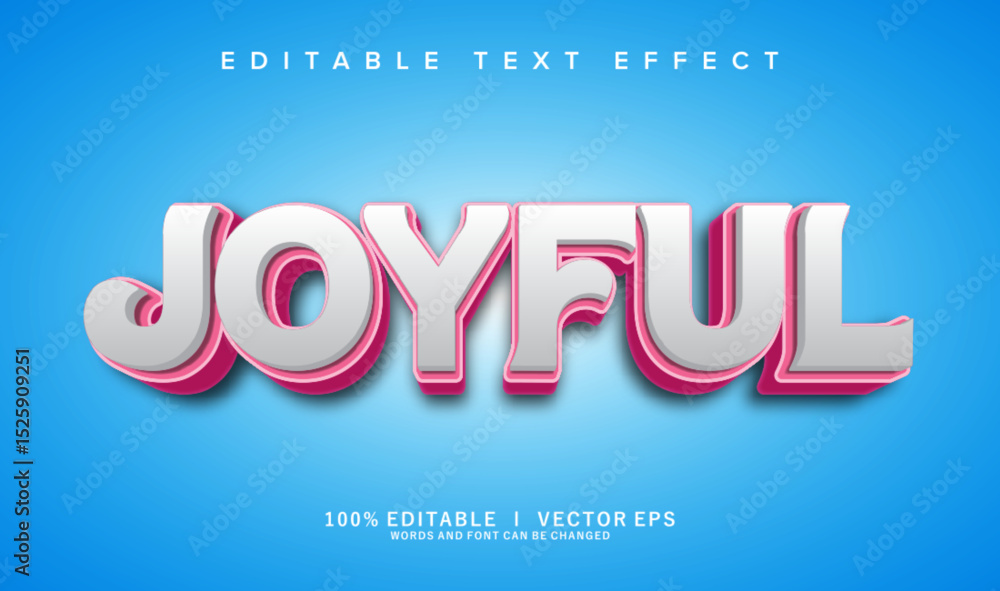 Poster joyful vector text effect with modern style design