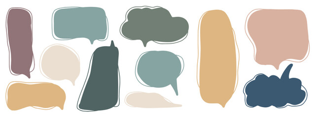 Creative balloon speech bubbles with crayon illustrations for artistic projects
