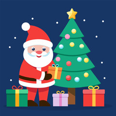 cartoon-santa-placing-gifts-under-a-lit-christmas