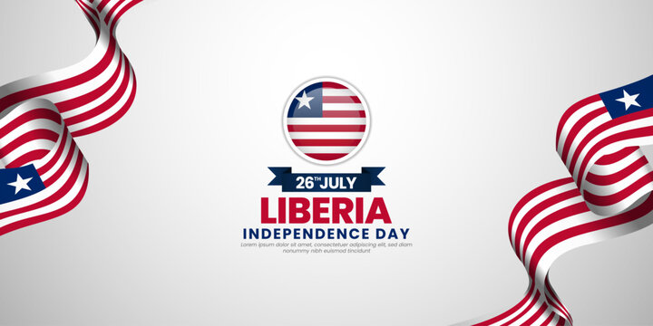 Liberia independence day banner background 26 July design element with waving ribbon flag