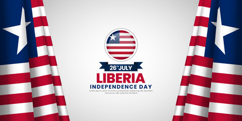 Liberian flag for Liberia independence day banner background with blank space area