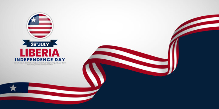 Liberia independence day banner background 26 July design element with waving ribbon flag