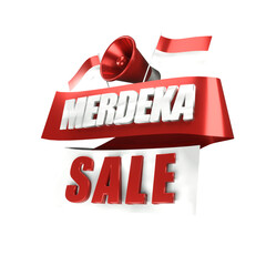 3D style transparent merdeka sale logo or icon with Promotional sale 17th august design on independent day red background