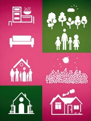 Colorful family icons