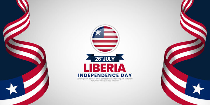 Liberia independence day banner background 26 July design element with waving ribbon flag