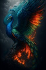 Obraz premium peacock feather on black background