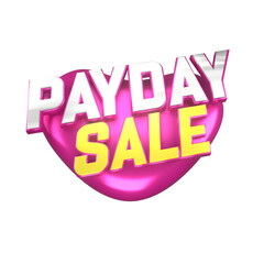 3D pink heart love transparent payday icon for online sales banner